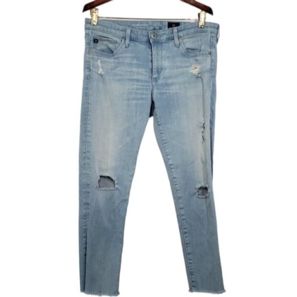 AG Adriano Goldschmied Legging Ankle Jeans Women's Size 30 Light Wash Distressed